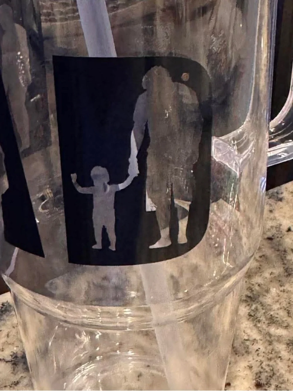 DAD Clear Double-Walled Tumbler with Black Graphic